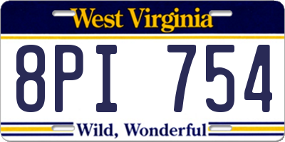 WV license plate 8PI754