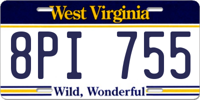 WV license plate 8PI755