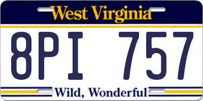 WV license plate 8PI757