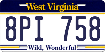 WV license plate 8PI758