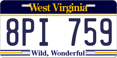 WV license plate 8PI759