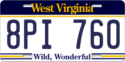 WV license plate 8PI760
