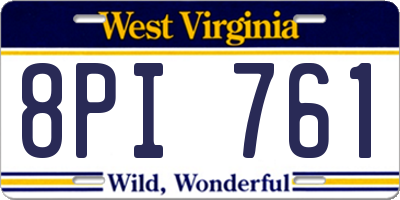 WV license plate 8PI761