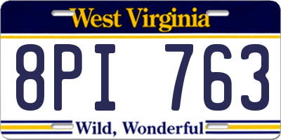 WV license plate 8PI763