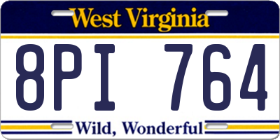 WV license plate 8PI764