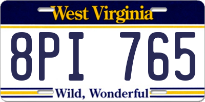 WV license plate 8PI765