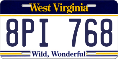 WV license plate 8PI768
