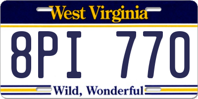 WV license plate 8PI770