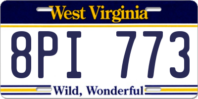WV license plate 8PI773