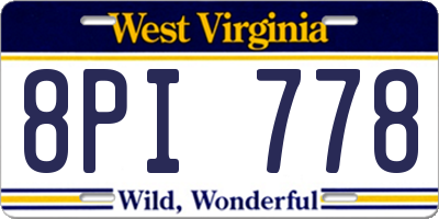 WV license plate 8PI778