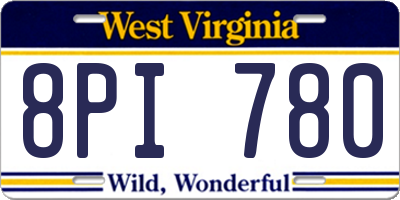 WV license plate 8PI780