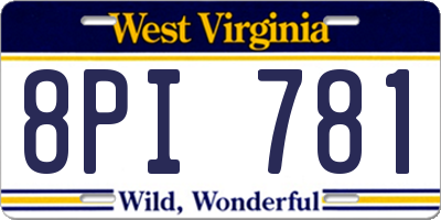 WV license plate 8PI781