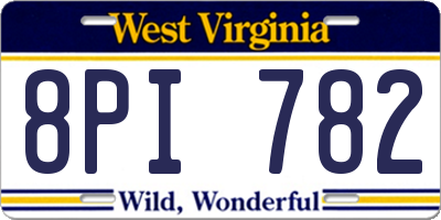 WV license plate 8PI782
