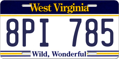 WV license plate 8PI785