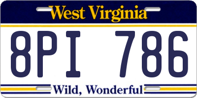 WV license plate 8PI786
