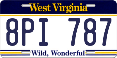 WV license plate 8PI787