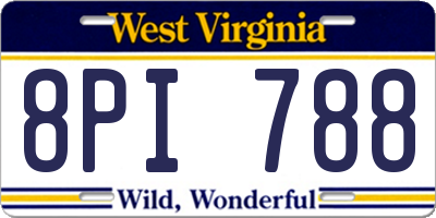 WV license plate 8PI788