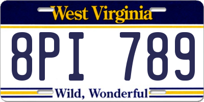 WV license plate 8PI789