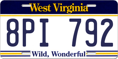 WV license plate 8PI792