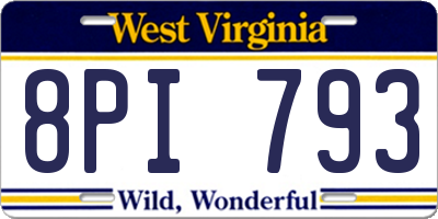 WV license plate 8PI793
