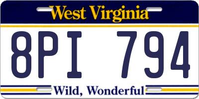 WV license plate 8PI794