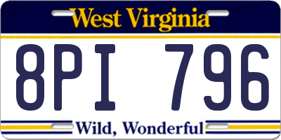 WV license plate 8PI796