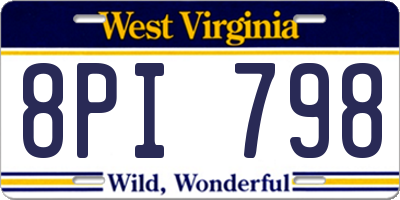 WV license plate 8PI798
