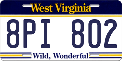 WV license plate 8PI802