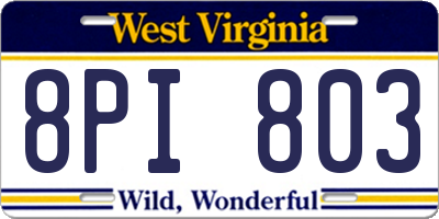 WV license plate 8PI803