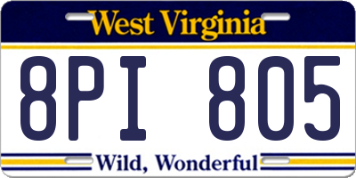 WV license plate 8PI805