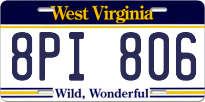 WV license plate 8PI806