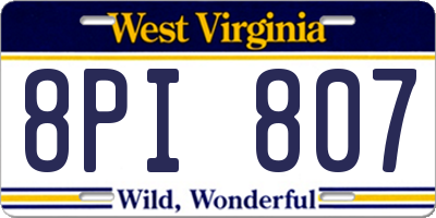 WV license plate 8PI807