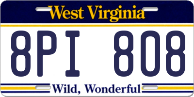 WV license plate 8PI808