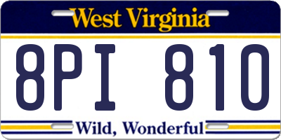 WV license plate 8PI810