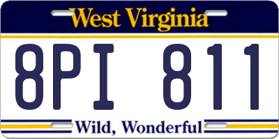 WV license plate 8PI811