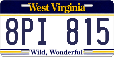 WV license plate 8PI815
