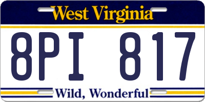 WV license plate 8PI817