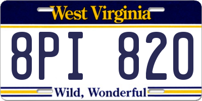 WV license plate 8PI820