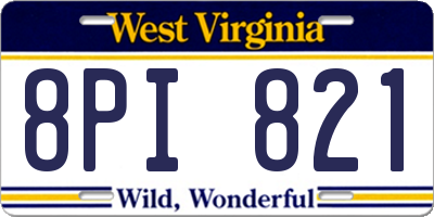 WV license plate 8PI821