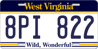 WV license plate 8PI822