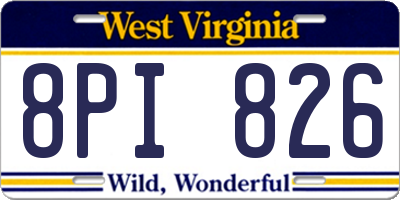WV license plate 8PI826