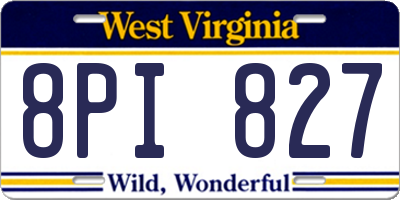 WV license plate 8PI827
