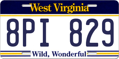 WV license plate 8PI829