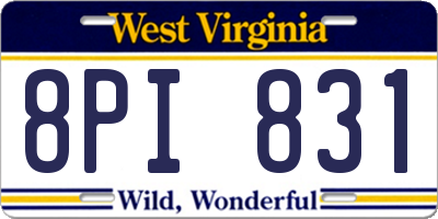 WV license plate 8PI831