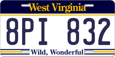 WV license plate 8PI832