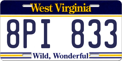 WV license plate 8PI833