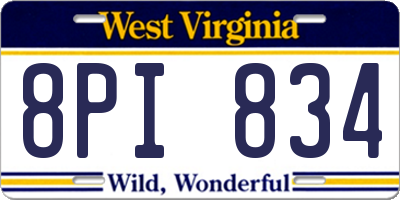 WV license plate 8PI834
