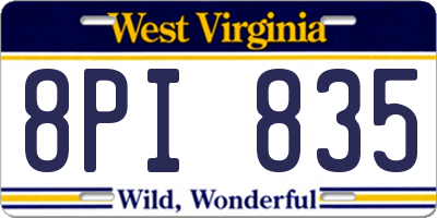 WV license plate 8PI835