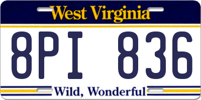 WV license plate 8PI836