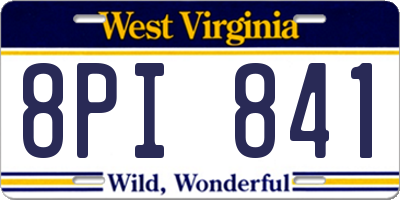 WV license plate 8PI841